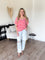 Thea Washed Stripe Knit Top in Red