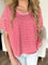 Thea Washed Stripe Knit Top in Red