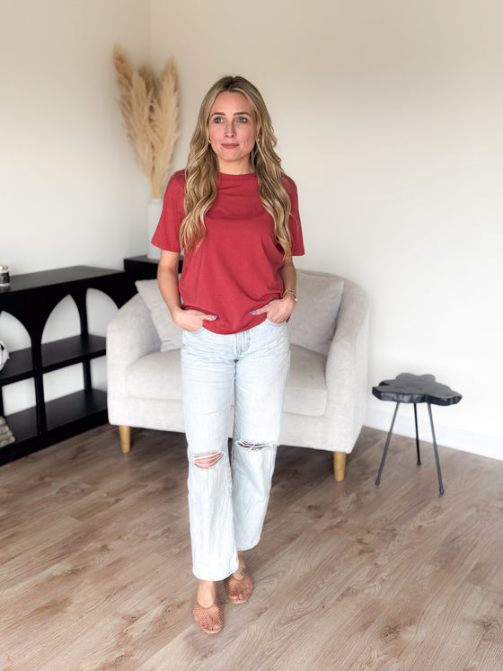 Camila Boxy Fit Tee in Red Pear