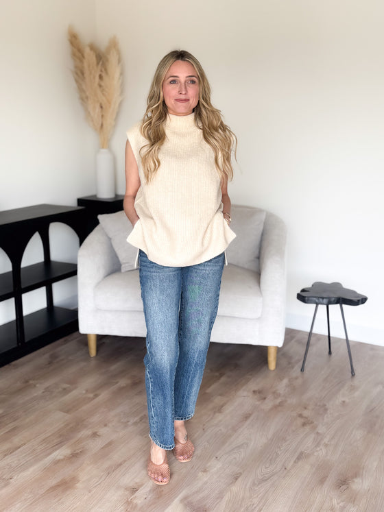 Betty Brushed Sweater Vest in Ecru
