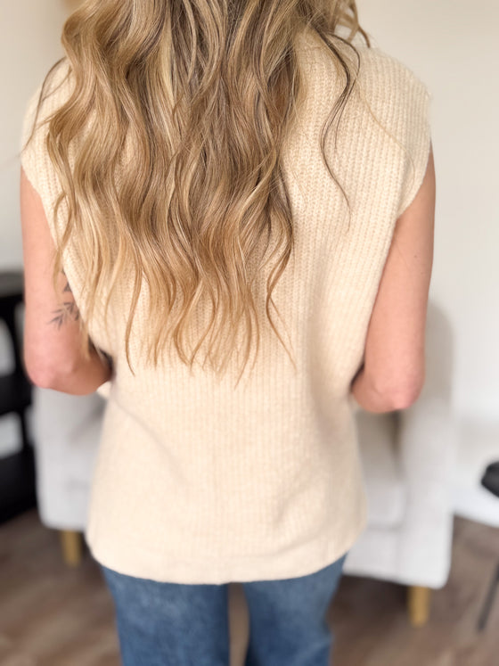Betty Brushed Sweater Vest in Ecru