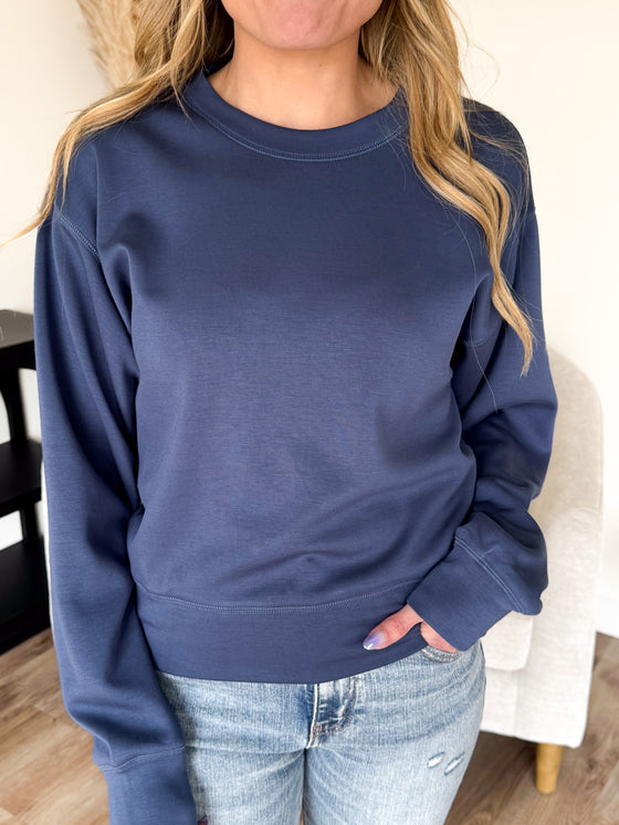 Celie Scuba Sweatshirt in Dusty Navy
