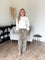 Diana Cropped Ribbed Hoodie in Whip Cream