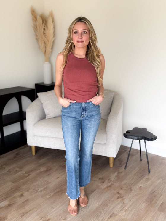 Alessia Ribbed Crop Tank in Sienna