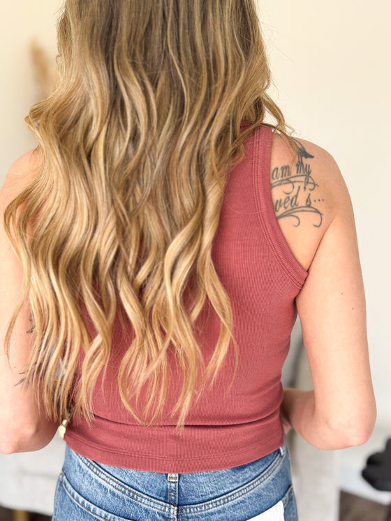 Alessia Ribbed Crop Tank in Sienna