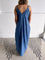 Ari Spaghetti Strap Maxi Dress in Blue Silver