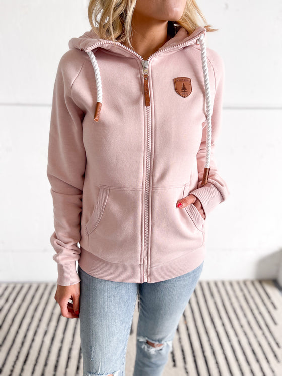 Rebekah Front Zip Sweatshirt In Blush