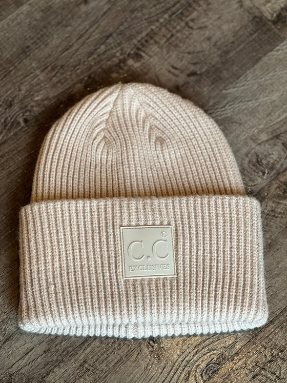 Astrid CC Patch Beanie in Beige