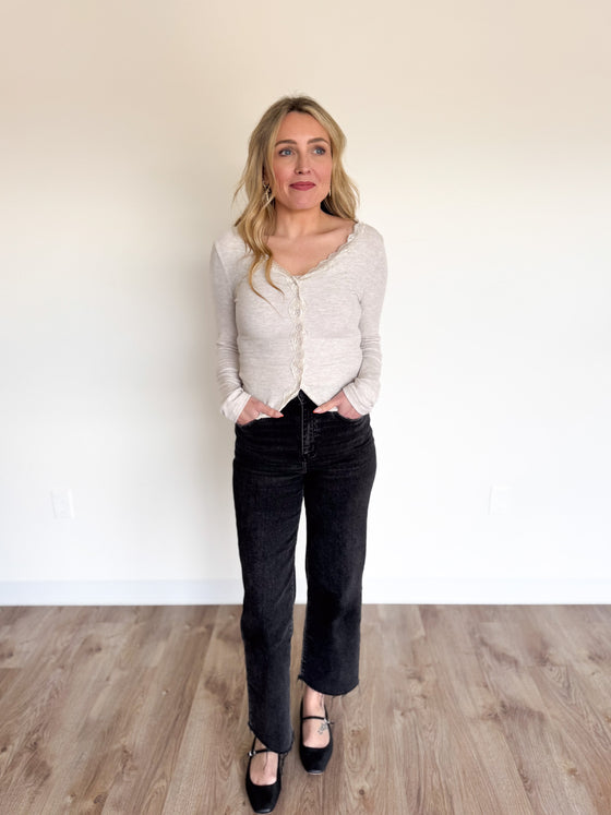Alessandra Button Down Lace Trimmed Top