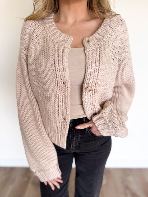 Meghan Button Cardigan in Blush