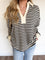 Philippa Oversized Collared Stripe Top in Black