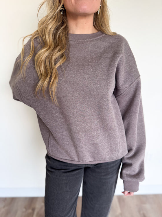 Nina Oversized Crewneck Sweatshirt in Walnut