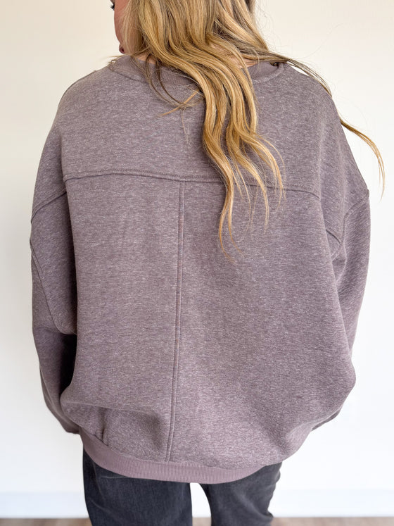 Nina Oversized Crewneck Sweatshirt in Walnut