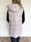 Calista Hooded Long Puffer Vest in Beige