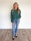 Clio Mineral Washed Waffle LS Top in Deep Green