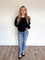 Clio Mineral Washed Waffle LS Top in Black