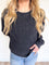 Clio Mineral Washed Waffle LS Top in Black