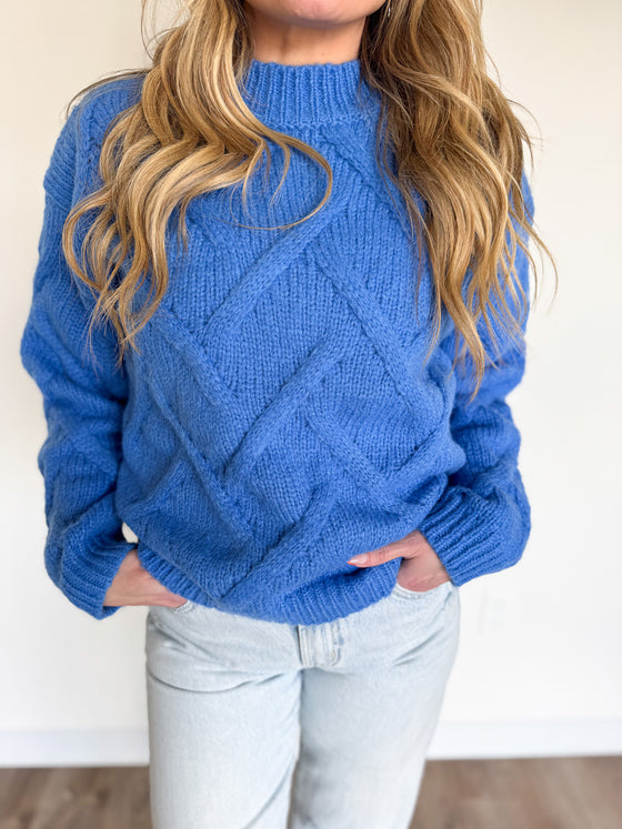 Tori Mock Neck Sweater in Blue