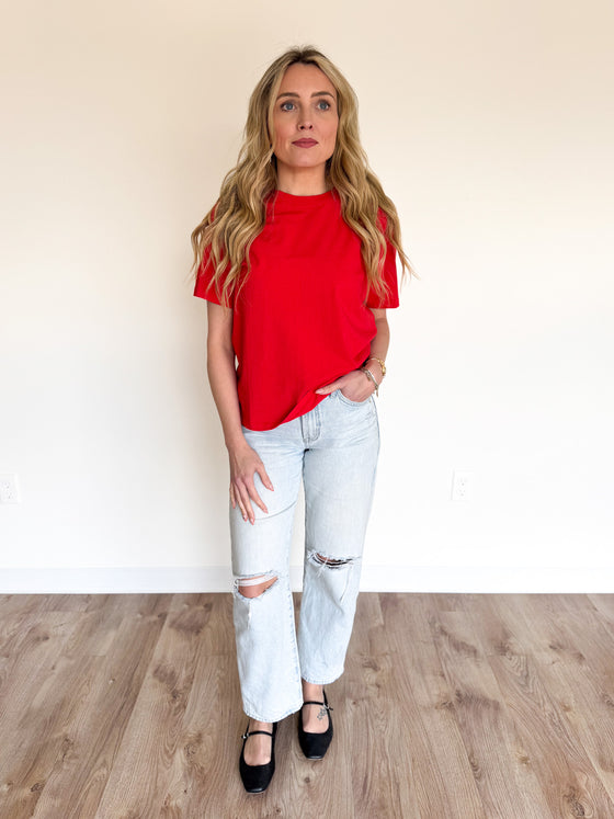Camila Boxy Fit Tee in Glazed Cherry