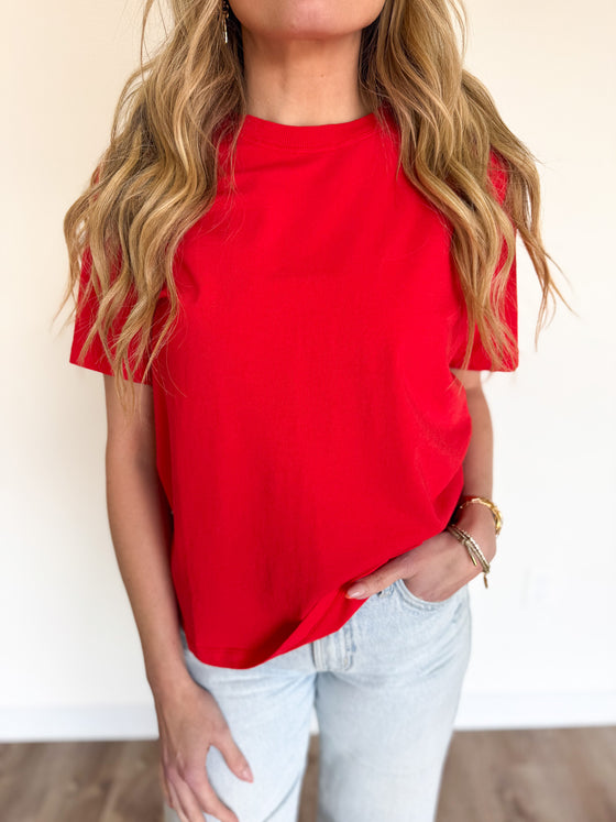 Camila Boxy Fit Tee in Glazed Cherry