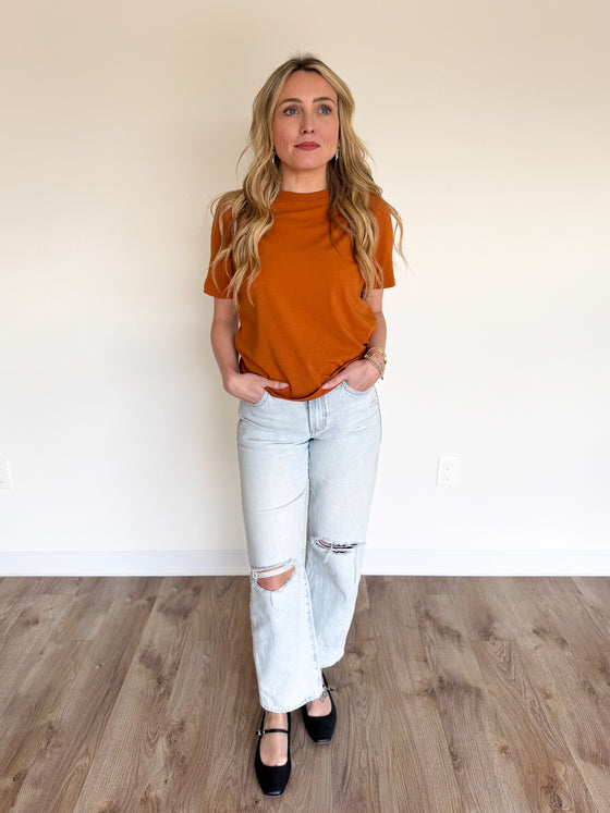 Camila Boxy Fit Tee in Burnt Amber