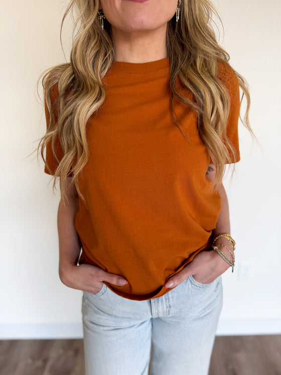 Camila Boxy Fit Tee in Burnt Amber
