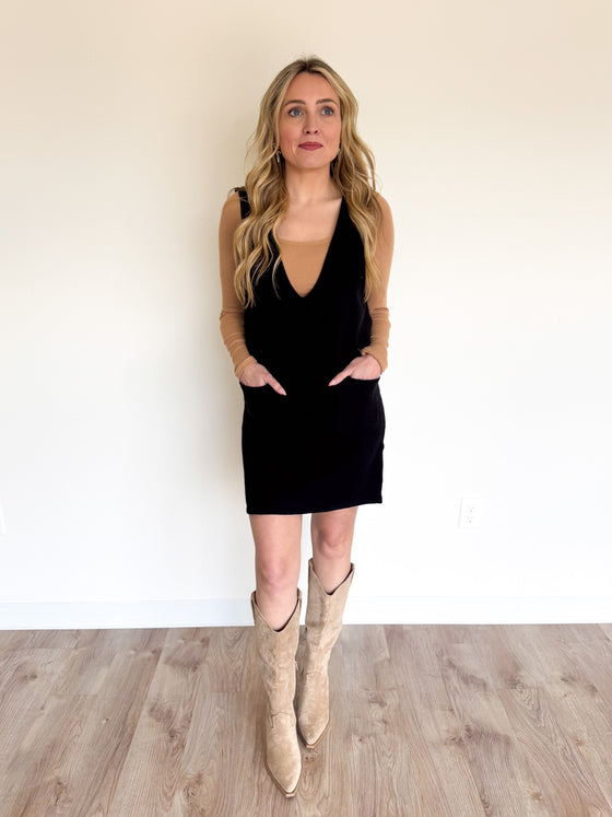 Hadley Sleeveless Knit Mini Dress in Black