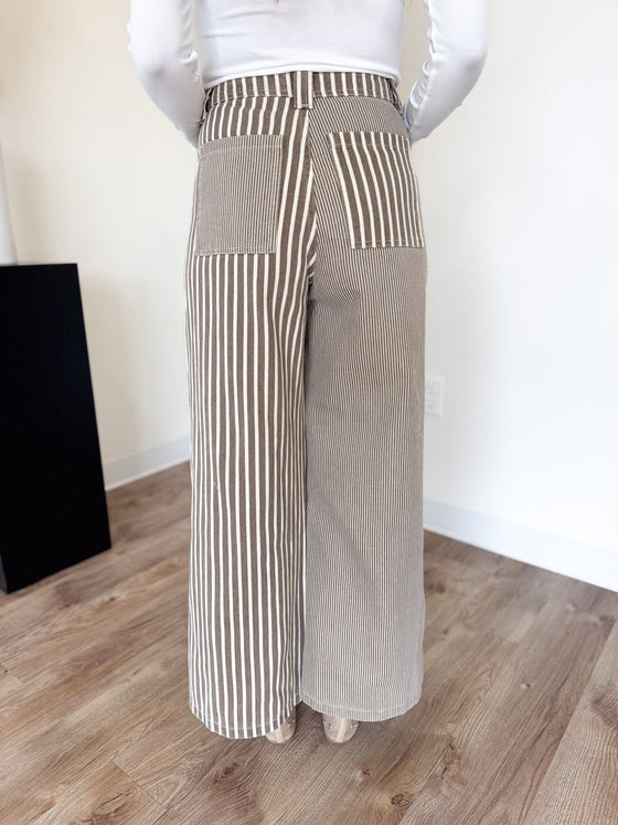 Darcy Mixed Stripe Pants in Brown