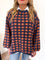 Arista Checkered Sweater in Navy + Rust