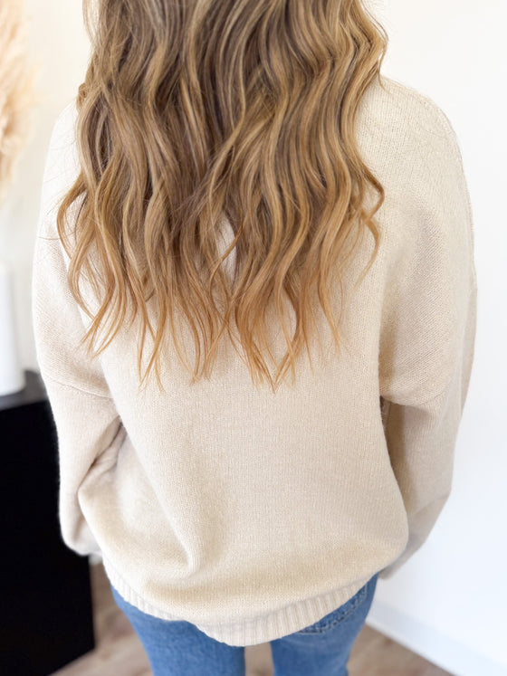 Nadia Oversized Drop Shoulder Sweater in Cream