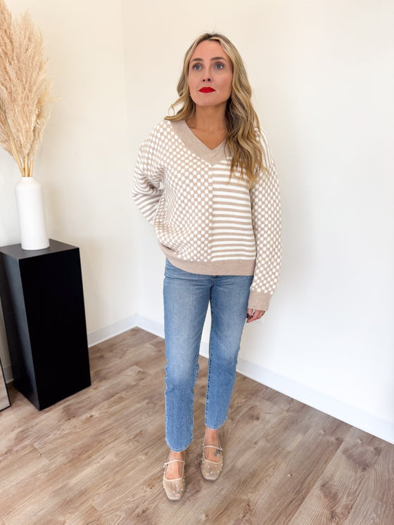 Harmony Checked Drop Shoulder Sweater