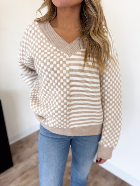 Harmony Checked Drop Shoulder Sweater