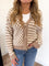 Juliana Checker + Stripe Cardigan in Dark Taupe