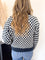Juliana Checker + Stripe Cardigan in Dusty Navy