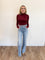 Rosemary Mock Neck Bodysuit in Burgundy