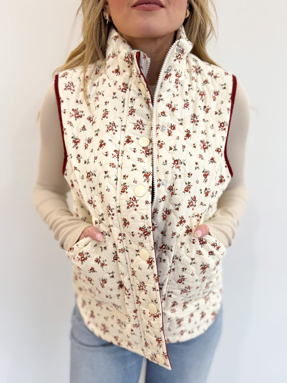 Ashlyn Floral Quilted Puffer Vest
