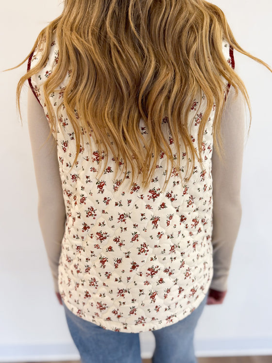 Ashlyn Floral Quilted Puffer Vest