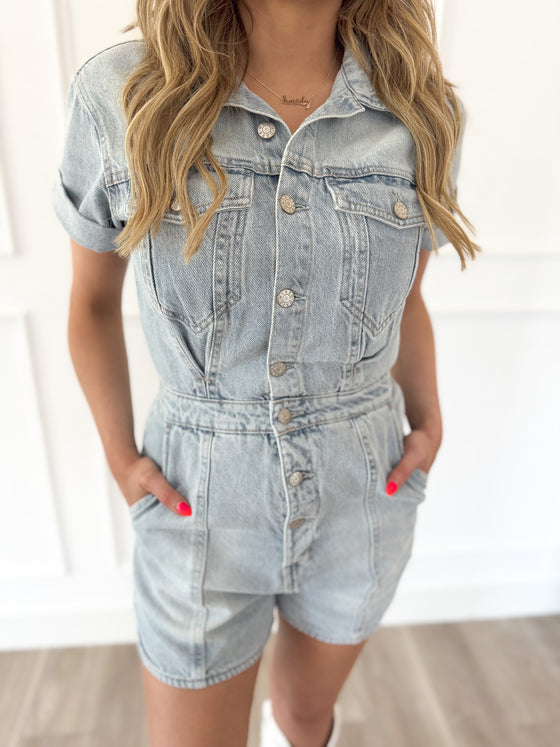 Topanga Short Sleeve Denim Romper