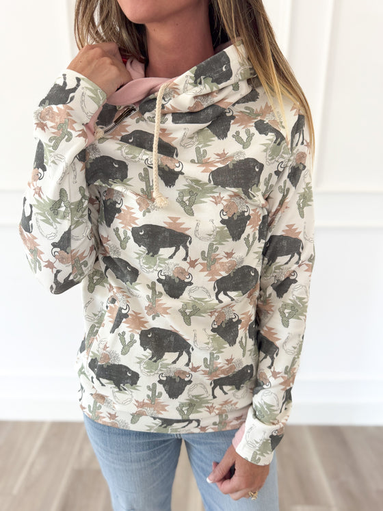 Madeline Buffalo Double Hoodie Sweatshirt