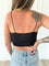 Henley Microstrap Crop Cami in Black