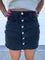 Gabriella Button Front Denim Skirt In Black