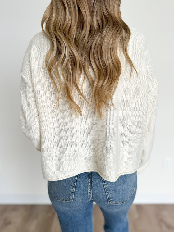 Lina Oversized Knit Sweater in Cream