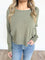 Remy Round Neck Short Sweater in Heather Green