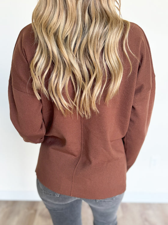 Kyra Drop Shoulder Sweater in Chestunt