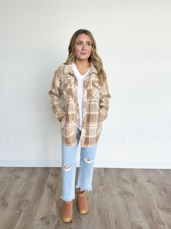 Kara Tullis Shacket in Brown Plaid