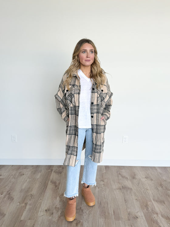 Noah Long Plaid Shacket