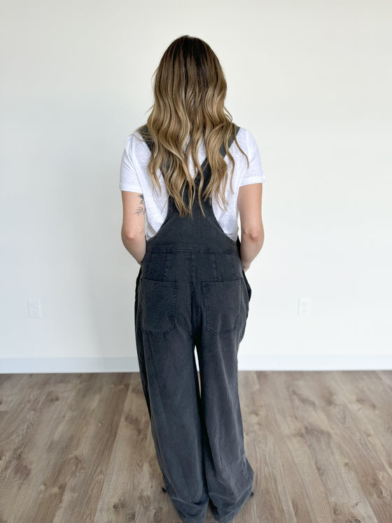 Nala Cotton Overalls in Black