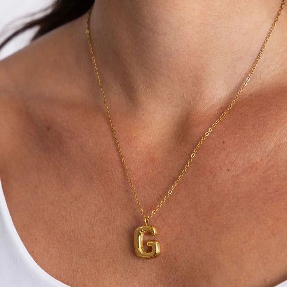 Sahira Bubble Initial Necklace in Gold