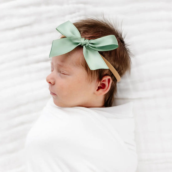 Satin Bow Headband - Sage