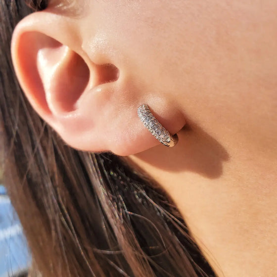 Addilyn Pave Huggie Earrings in Silver